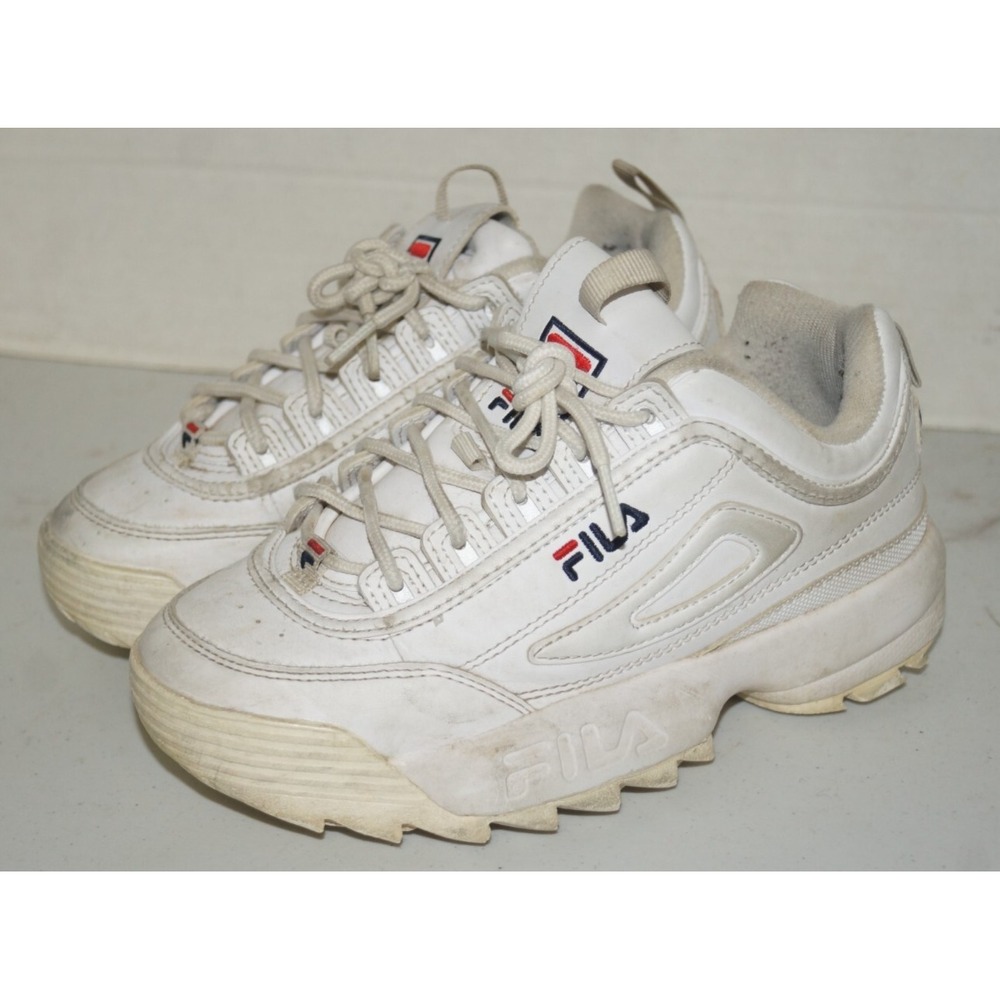 FILA Disruptor 2 Kids sz 3.5y Chunky Leather Sneakers White